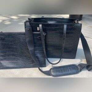 Beis Work Tote in Black Croc